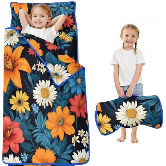 Pioneer Flower Floral Print Pattern Toddler Nap Mats for Kids Preschool,Sleeping Mat Bag or Kids,Toddler Sleeping Bag,Toddler Nap Mat or Daycare