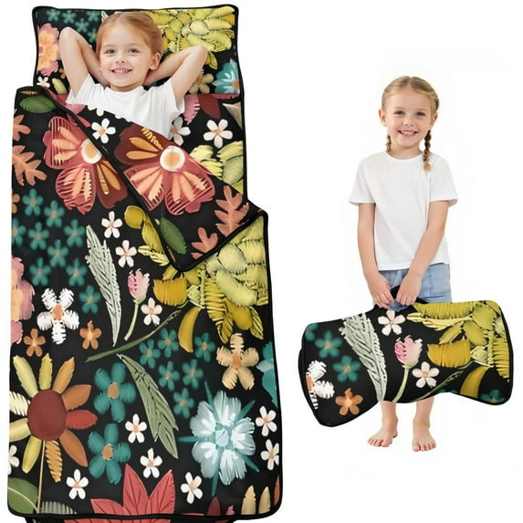 Pioneer Flower Floral Print Pattern Toddler Nap Mats for Kids Preschool,Sleeping Mat Bag or Kids,Toddler Sleeping Bag,Toddler Nap Mat or Daycare