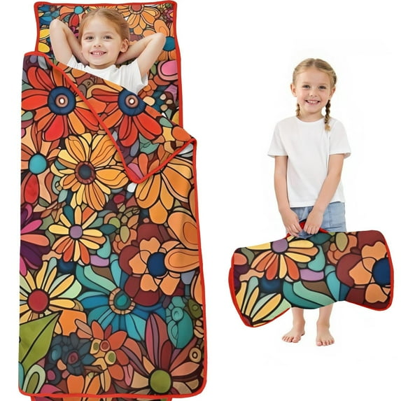 Pioneer Flower Floral Print Pattern Toddler Nap Mats for Kids Preschool,Sleeping Mat Bag or Kids,Toddler Sleeping Bag,Toddler Nap Mat or Daycare