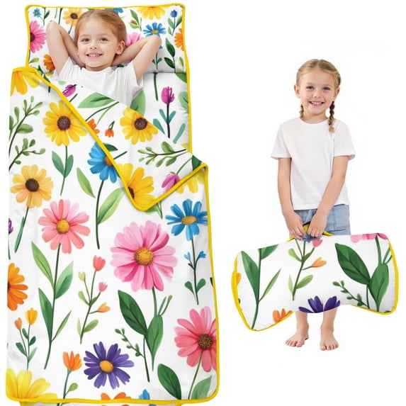 Pioneer Flower Floral Print Pattern Toddler Nap Mats for Kids Preschool,Sleeping Mat Bag or Kids,Toddler Sleeping Bag,Toddler Nap Mat or Daycare