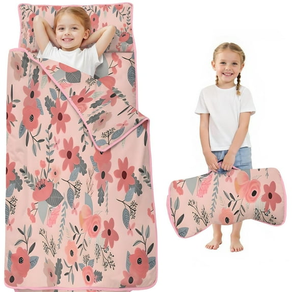Pioneer Flower Floral Print Pattern Toddler Nap Mats for Kids Preschool,Sleeping Mat Bag or Kids,Toddler Sleeping Bag,Toddler Nap Mat or Daycare