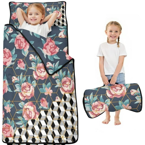 Pioneer Flower Floral Print Pattern Toddler Nap Mats for Kids Preschool,Sleeping Mat Bag or Kids,Toddler Sleeping Bag,Toddler Nap Mat or Daycare