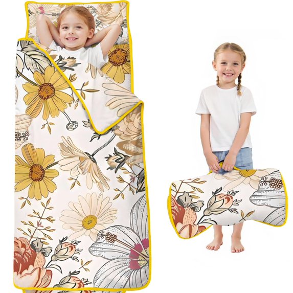 Pioneer Flower Floral Print Pattern Toddler Nap Mats for Kids Preschool,Sleeping Mat Bag or Kids,Toddler Sleeping Bag,Toddler Nap Mat or Daycare