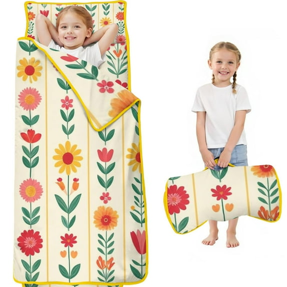 Pioneer Flower Floral Print Pattern Toddler Nap Mats for Kids Preschool,Sleeping Mat Bag or Kids,Toddler Sleeping Bag,Toddler Nap Mat or Daycare