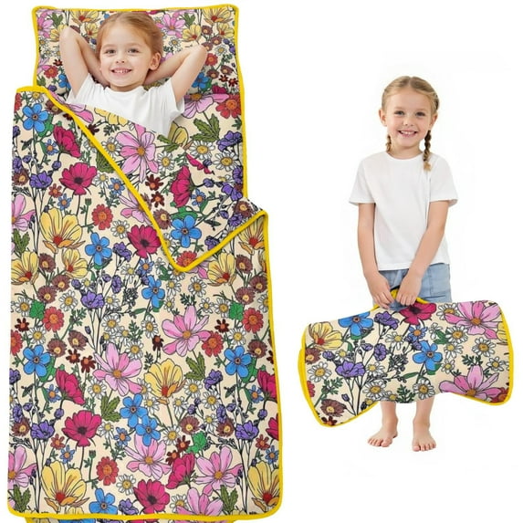 Pioneer Flower Floral Print Pattern Toddler Nap Mats for Kids Preschool,Sleeping Mat Bag or Kids,Toddler Sleeping Bag,Toddler Nap Mat or Daycare