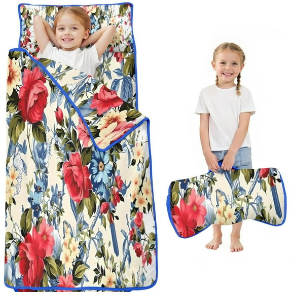 Pioneer Flower Floral Print Pattern Toddler Nap Mats for Kids Preschool,Sleeping Mat Bag or Kids,Toddler Sleeping Bag,Toddler Nap Mat or Daycare