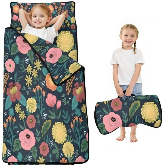 Pioneer Flower Floral Print Pattern Toddler Nap Mats for Kids Preschool,Sleeping Mat Bag or Kids,Toddler Sleeping Bag,Toddler Nap Mat or Daycare