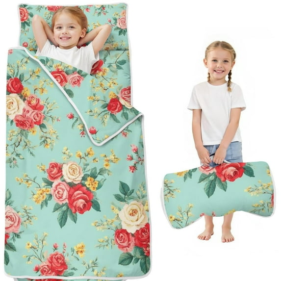 Pioneer Flower Floral Print Pattern Toddler Nap Mats for Kids Preschool,Sleeping Mat Bag or Kids,Toddler Sleeping Bag,Toddler Nap Mat or Daycare