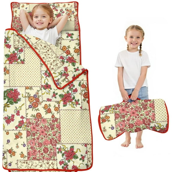 Pioneer Flower Floral Print Pattern Toddler Nap Mats for Kids Preschool,Sleeping Mat Bag or Kids,Toddler Sleeping Bag,Toddler Nap Mat or Daycare