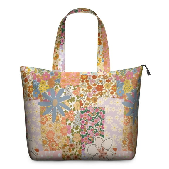 Pioneer Flower Floral Print Pattern Travel Tote Bags for Women Carry On,Large Weekender Bags for Women Travel,Multi Functional Duffle Bag for Work,Shopping,Sports