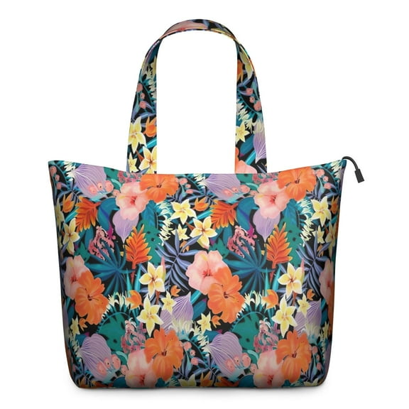 Pioneer Flower Floral Print Pattern Travel Tote Bags for Women Carry On,Large Weekender Bags for Women Travel,Multi Functional Duffle Bag for Work,Shopping,Sports