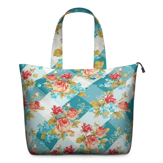 Pioneer Flower Floral Print Pattern Travel Tote Bags for Women Carry On,Large Weekender Bags for Women Travel,Multi Functional Duffle Bag for Work,Shopping,Sports