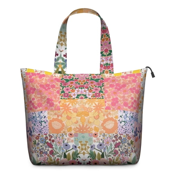 Pioneer Flower Floral Print Pattern Travel Tote Bags for Women Carry On,Large Weekender Bags for Women Travel,Multi Functional Duffle Bag for Work,Shopping,Sports