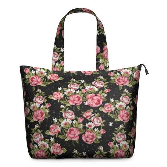 Pioneer Flower Floral Print Pattern Travel Tote Bags for Women Carry On,Large Weekender Bags for Women Travel,Multi Functional Duffle Bag for Work,Shopping,Sports