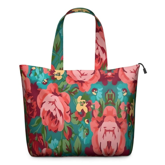 Pioneer Flower Floral Print Pattern Travel Tote Bags for Women Carry On,Large Weekender Bags for Women Travel,Multi Functional Duffle Bag for Work,Shopping,Sports