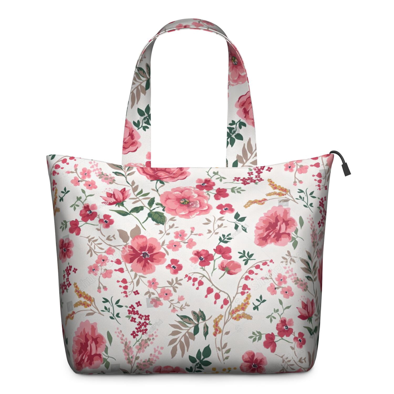 Pioneer Flower Floral Print Pattern Travel Tote Bags for Women Carry On,Large Weekender Bags for Women Travel,Multi Functional Duffle Bag for Work,Shopping,Sports