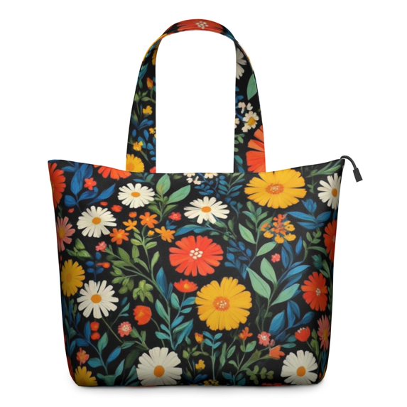 Pioneer Flower Floral Print Pattern Travel Tote Bags for Women Carry On,Large Weekender Bags for Women Travel,Multi Functional Duffle Bag for Work,Shopping,Sports