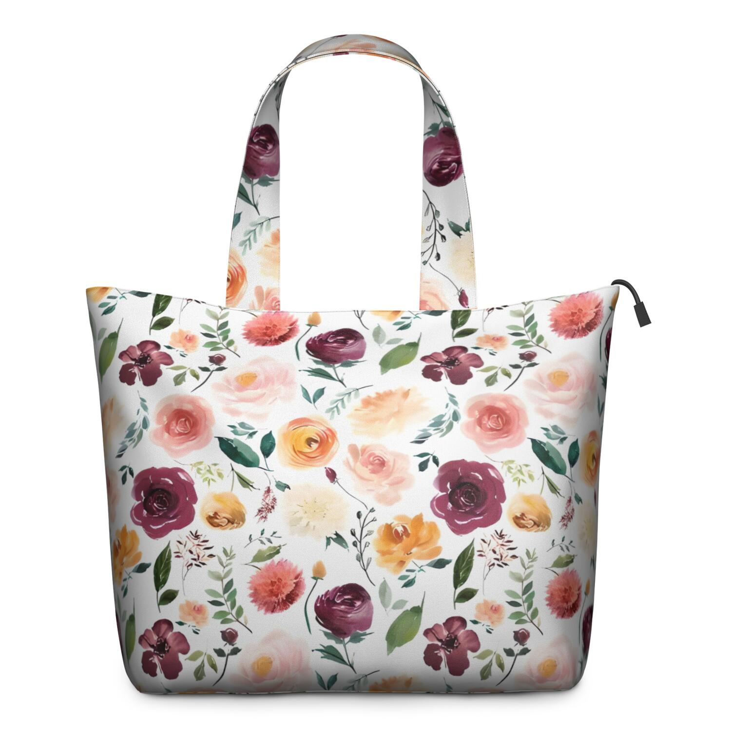 Pioneer Flower Floral Print Pattern Travel Tote Bags for Women Carry On,Large Weekender Bags for Women Travel,Multi Functional Duffle Bag for Work,Shopping,Sports