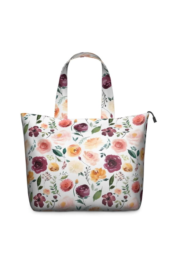 Pioneer Flower Floral Print Pattern Travel Tote Bags for Women Carry On,Large Weekender Bags for Women Travel,Multi Functional Duffle Bag for Work,Shopping,Sports