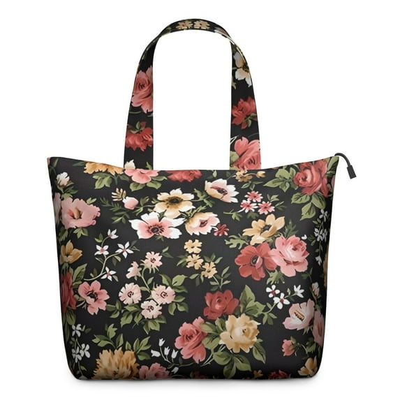 Pioneer Flower Floral Print Pattern Travel Tote Bags for Women Carry On,Large Weekender Bags for Women Travel,Multi Functional Duffle Bag for Work,Shopping,Sports