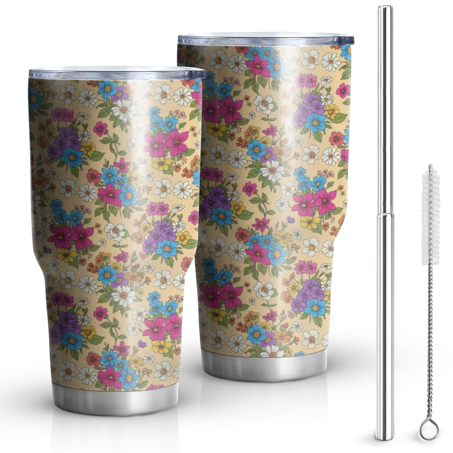 Packing List Printable Pioneer Flower Floral Print Pattern Tumbler 1 Pack, Vacuum Insulated ...
