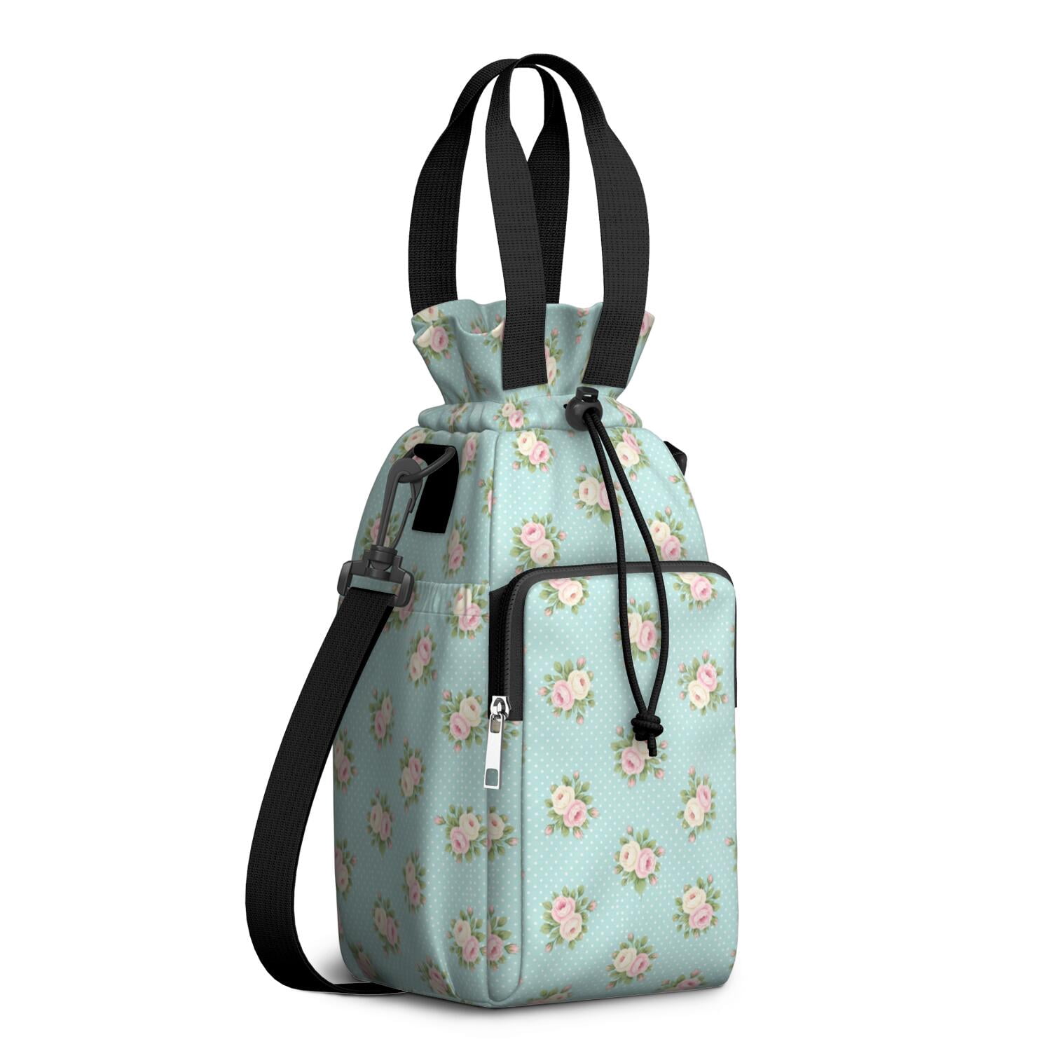 Pioneer Flower Floral Print Pattern Water Bottle Holder with Strap ...