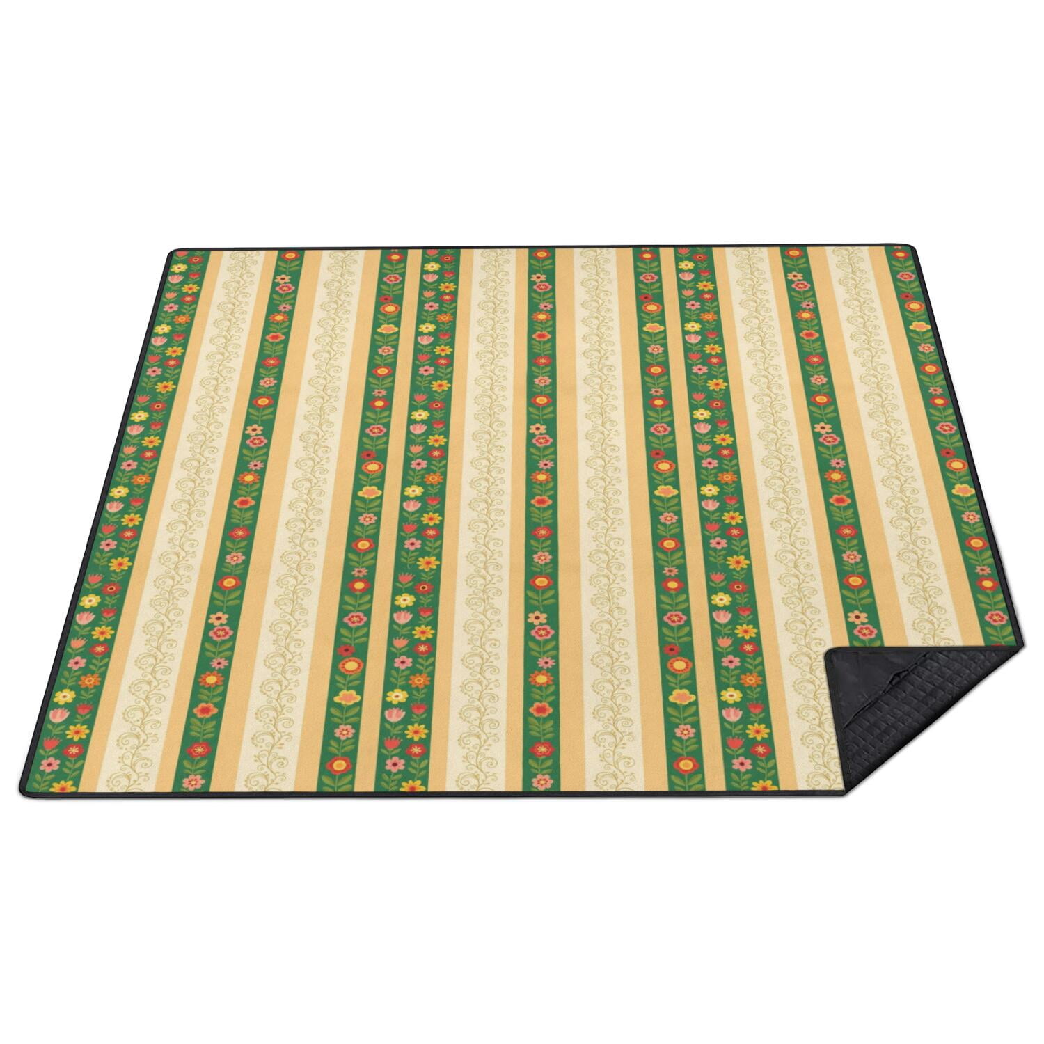 Pioneer Flower Floral Print Pattern Waterproof Picnic Blanket, 3-Layer ...