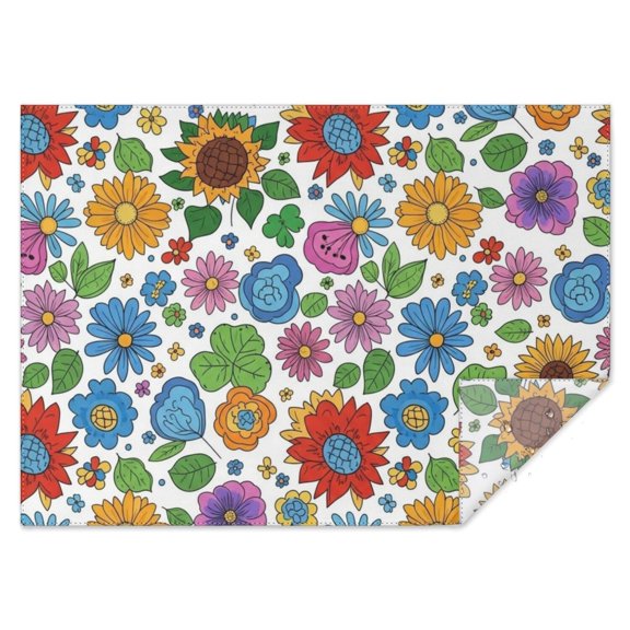 Pioneer Flower Floral Print Pattern Waterproof Tablecloth, Rectangular Fabric Table Cover Tear Resistant Gift Ideas for Housewarming Holiday Gifts,60"x84"