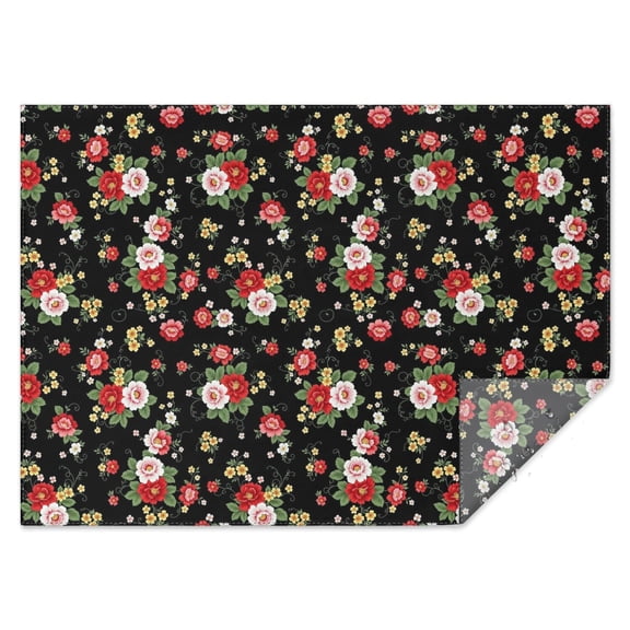 Pioneer Flower Floral Print Pattern Waterproof Tablecloth, Rectangular Fabric Table Cover Wrinkle Resistant Gift Ideas for Home Restaurant,60"x84"