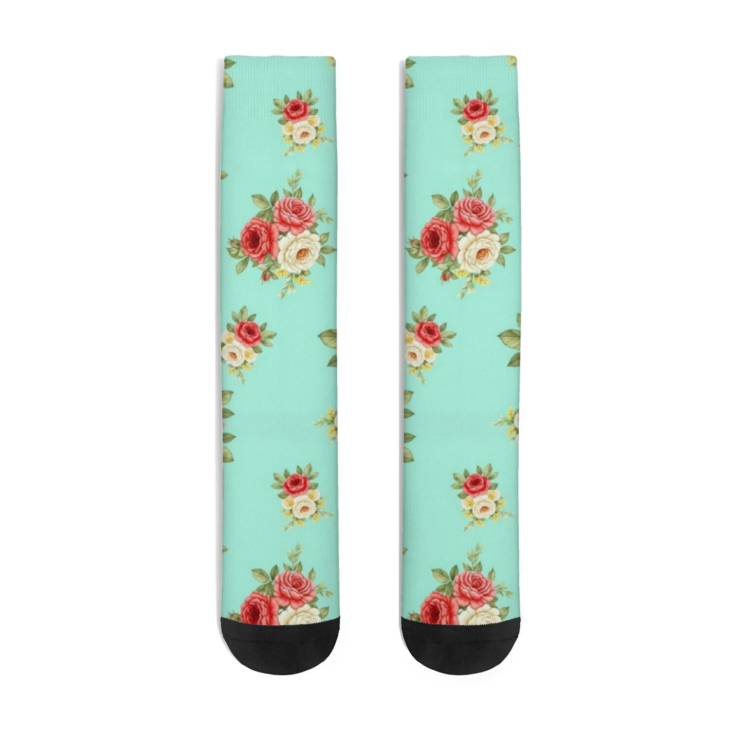 Pioneer Flower Floral Print Pattern Women's Crew Socks, Mid-calf ...