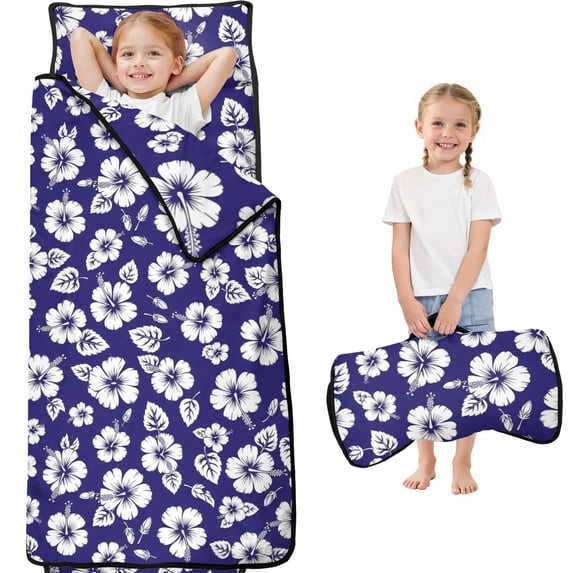 Pioneer Flower Floral Print Pattern Toddler Nap Mat for Teens Preschool Daycare, Teens Sleeping Mat Bag, Toddler Sleeping Bag with Pillow
