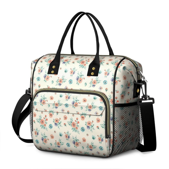 Pioneer Flower Floral Print Pattern Womens Lunch Box for Work,Insulated Large Lunch Bag,Leakproof Adult Lunch Bag for Work,Beach,Travel,Picnic,Camping