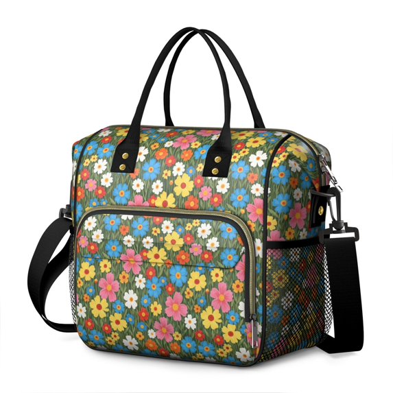 Pioneer Flower Floral Print Pattern Womens Lunch Box for Work,Insulated Large Lunch Bag,Leakproof Adult Lunch Bag for Work,Beach,Travel,Picnic,Camping