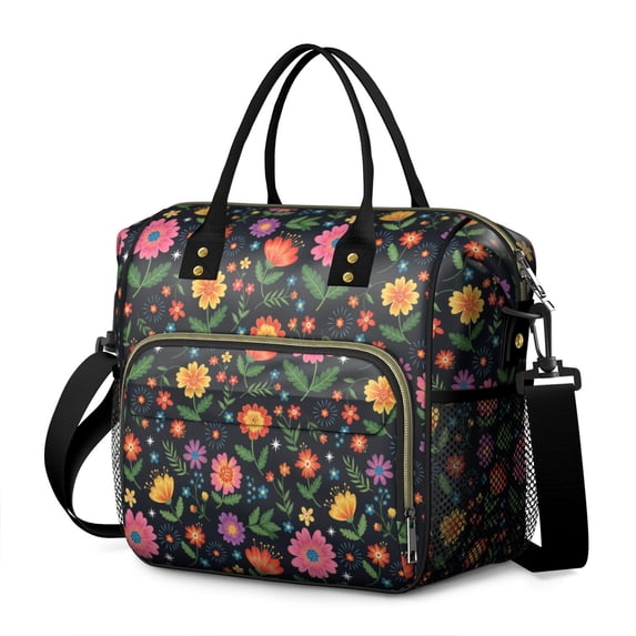 Pioneer Flower Floral Print Pattern Womens Lunch Box for Work,Insulated Large Lunch Bag,Leakproof Adult Lunch Bag for Work,Beach,Travel,Picnic,Camping