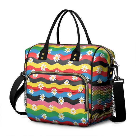 Pioneer Flower Floral Print Pattern Womens Lunch Box for Work,Insulated Large Lunch Bag,Leakproof Adult Lunch Bag for Work,Beach,Travel,Picnic,Camping