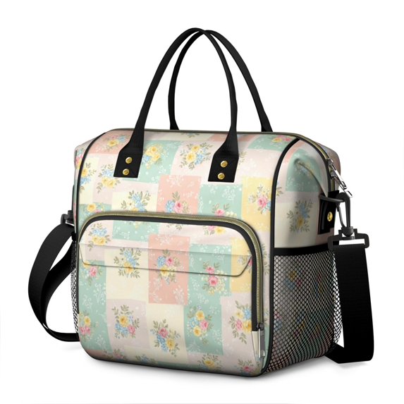 Pioneer Flower Floral Print Pattern Womens Lunch Box for Work,Insulated Large Lunch Bag,Leakproof Adult Lunch Bag for Work,Beach,Travel,Picnic,Camping