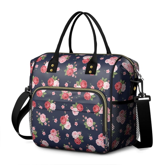 Pioneer Flower Floral Print Pattern Womens Lunch Box for Work,Insulated Large Lunch Bag,Leakproof Adult Lunch Bag for Work,Beach,Travel,Picnic,Camping