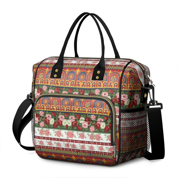 Pioneer Flower Floral Print Pattern Womens Lunch Box for Work,Insulated Large Lunch Bag,Leakproof Adult Lunch Bag for Work,Beach,Travel,Picnic,Camping