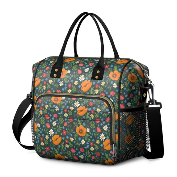 Pioneer Flower Floral Print Pattern Womens Lunch Box for Work,Insulated Large Lunch Bag,Leakproof Adult Lunch Bag for Work,Beach,Travel,Picnic,Camping