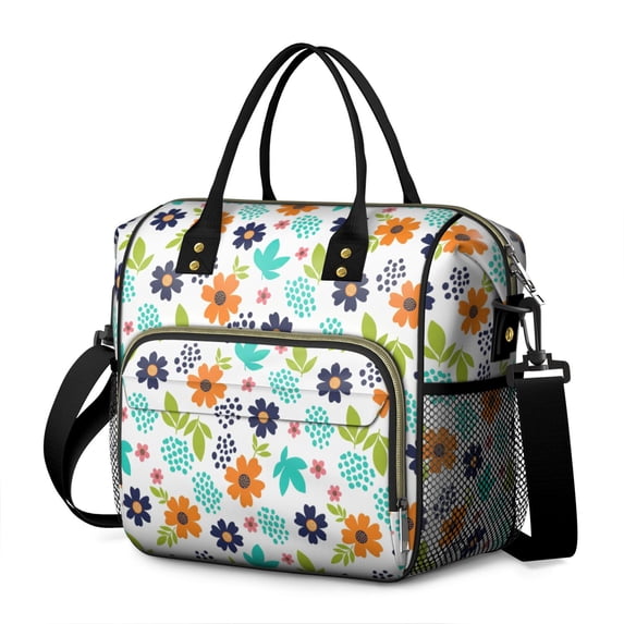 Pioneer Flower Floral Print Pattern Womens Lunch Box for Work,Insulated Large Lunch Bag,Leakproof Adult Lunch Bag for Work,Beach,Travel,Picnic,Camping