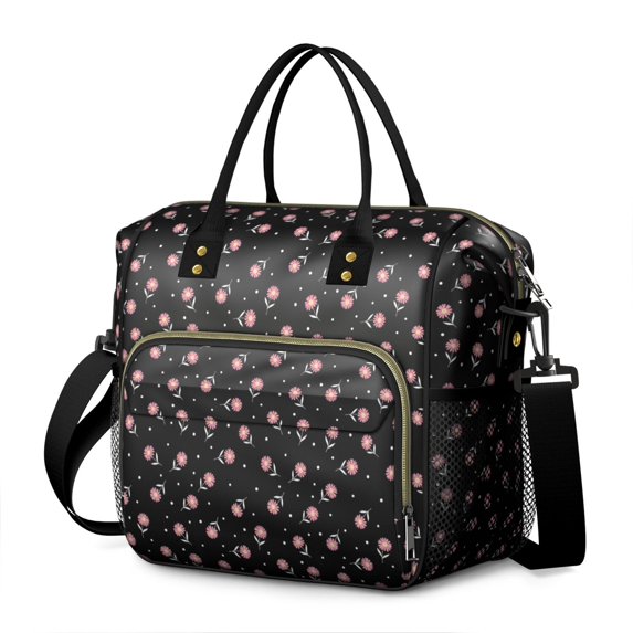 Pioneer Flower Floral Print Pattern Womens Lunch Box for Work,Insulated Large Lunch Bag,Leakproof Adult Lunch Bag for Work,Beach,Travel,Picnic,Camping