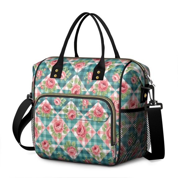 Pioneer Flower Floral Print Pattern Womens Lunch Box for Work,Insulated Large Lunch Bag,Leakproof Adult Lunch Bag for Work,Beach,Travel,Picnic,Camping