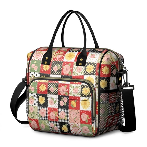 Pioneer Flower Floral Print Pattern Womens Lunch Box for Work,Insulated Large Lunch Bag,Leakproof Adult Lunch Bag for Work,Beach,Travel,Picnic,Camping