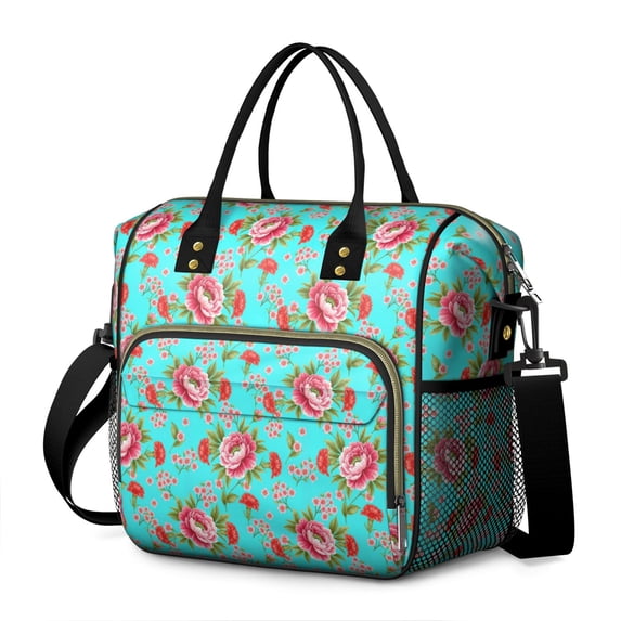 Pioneer Flower Floral Print Pattern Womens Lunch Box for Work,Insulated Large Lunch Bag,Leakproof Adult Lunch Bag for Work,Beach,Travel,Picnic,Camping