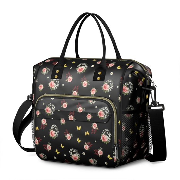 Pioneer Flower Floral Print Pattern Womens Lunch Box for Work,Insulated Large Lunch Bag,Leakproof Adult Lunch Bag for Work,Beach,Travel,Picnic,Camping