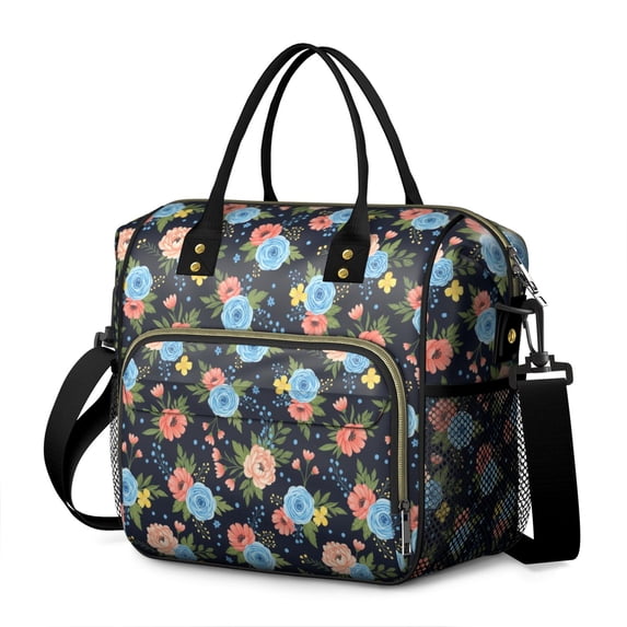 Pioneer Flower Floral Print Pattern Womens Lunch Box for Work,Insulated Large Lunch Bag,Leakproof Adult Lunch Bag for Work,Beach,Travel,Picnic,Camping