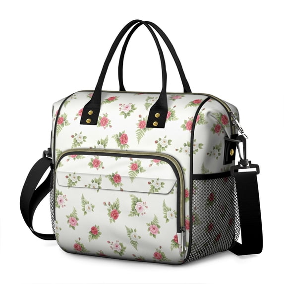 Pioneer Flower Floral Print Pattern Womens Lunch Box for Work,Insulated Large Lunch Bag,Leakproof Adult Lunch Bag for Work,Beach,Travel,Picnic,Camping