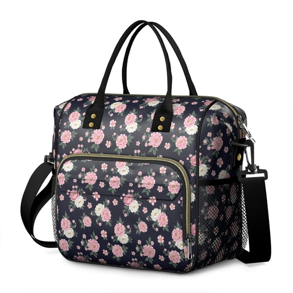 Pioneer Flower Floral Print Pattern Womens Lunch Box for Work,Insulated Large Lunch Bag,Leakproof Adult Lunch Bag for Work,Beach,Travel,Picnic,Camping