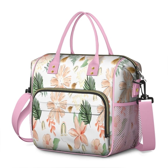 Pioneer Flower Floral Print Pattern Womens Lunch Box for Work,Insulated Large Lunch Bag for Tween and Teen,Loncheras Para Mujer,Leakproof Adult Lunch Bag for Work,Beach,Travel,Picnic,Camping