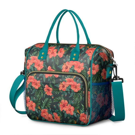 Pioneer Flower Floral Print Pattern Womens Lunch Box for Work,Insulated Large Lunch Bag for Tween and Teen,Loncheras Para Mujer,Leakproof Adult Lunch Bag for Work,Beach,Travel,Picnic,Camping